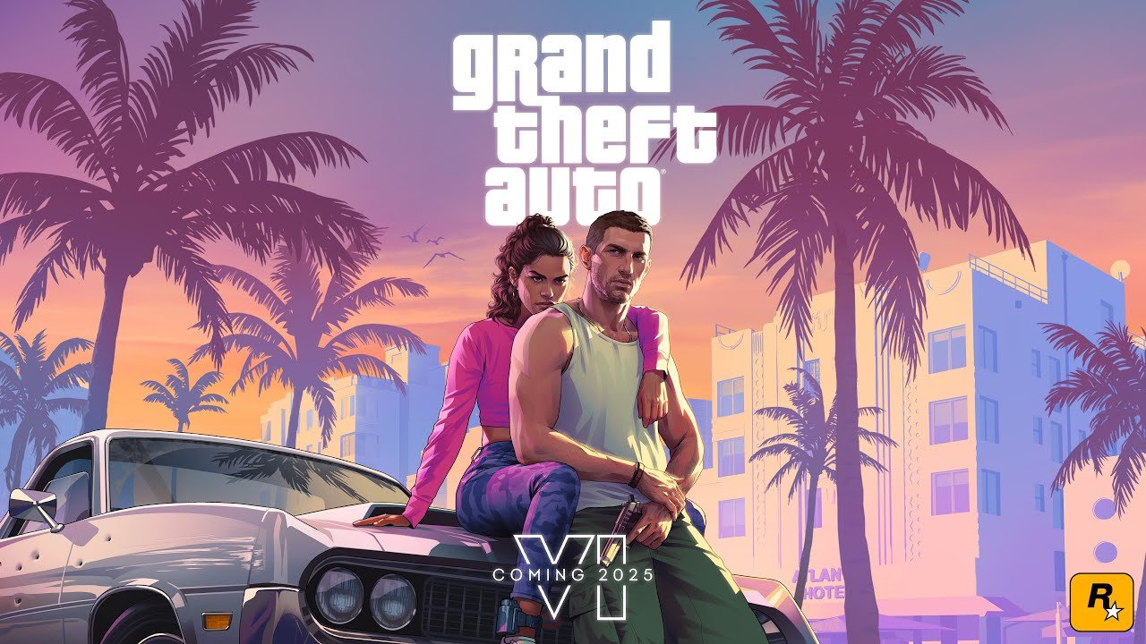 Arte promocional oficial de GTA 6 com seus protagonistas