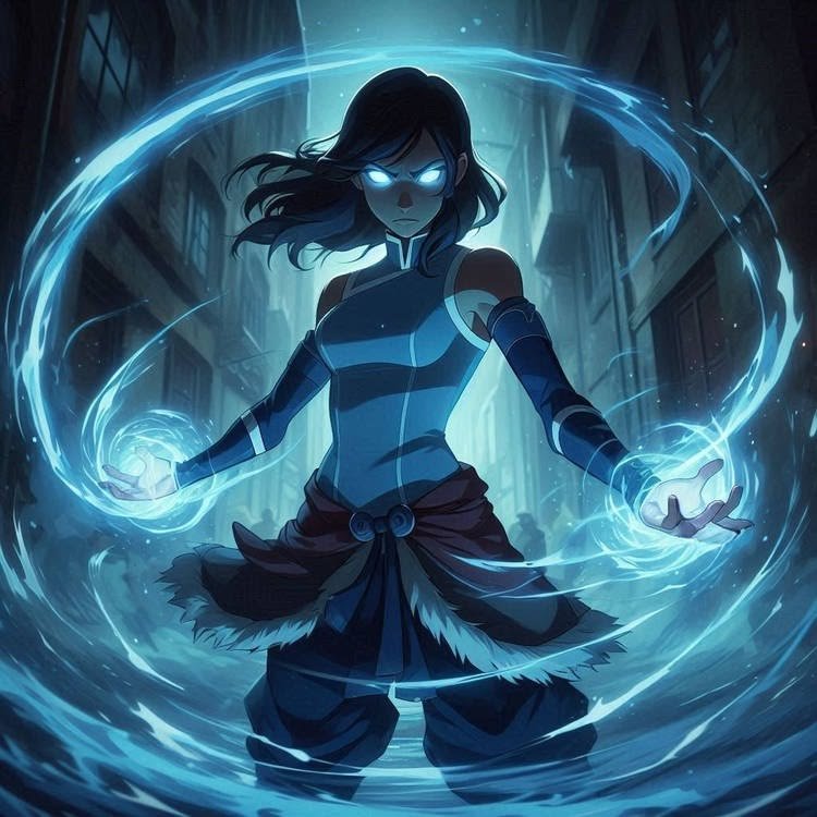 Arte de divulgação em preto e branco de The Legend of Korra: The Long Game