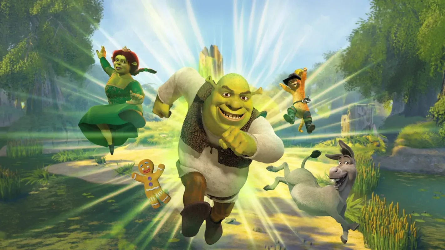 Shrek, Fiona e Burro na arte oficial de DreamWorks Shrek 2 Remastered