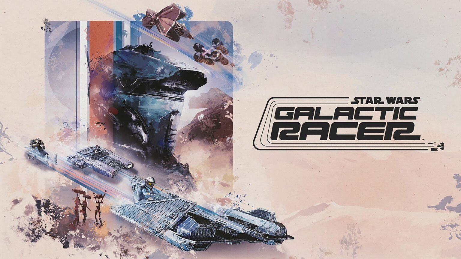 Veículos de Star Wars: Galactic Racer em corrida na arte oficial